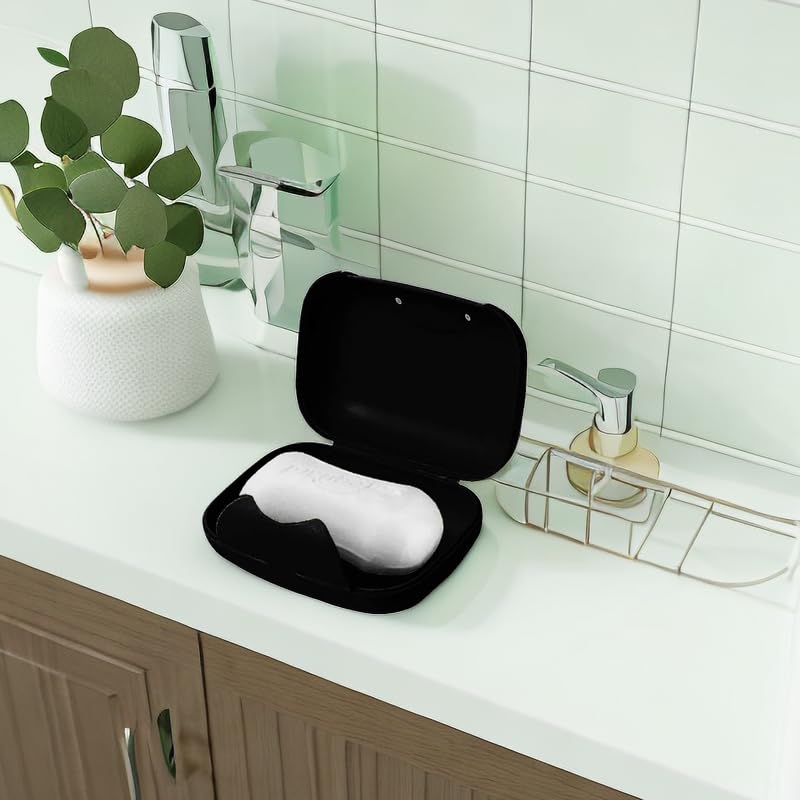 Vonpri Soap Holder Container  Portable Bar Soap Saver Scrubber Case for Bathroom and Kitchen (Black) - Image 3